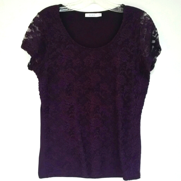 Ricki's Lace Purple T-Shirt Blouse Style M - Picture 1 of 8